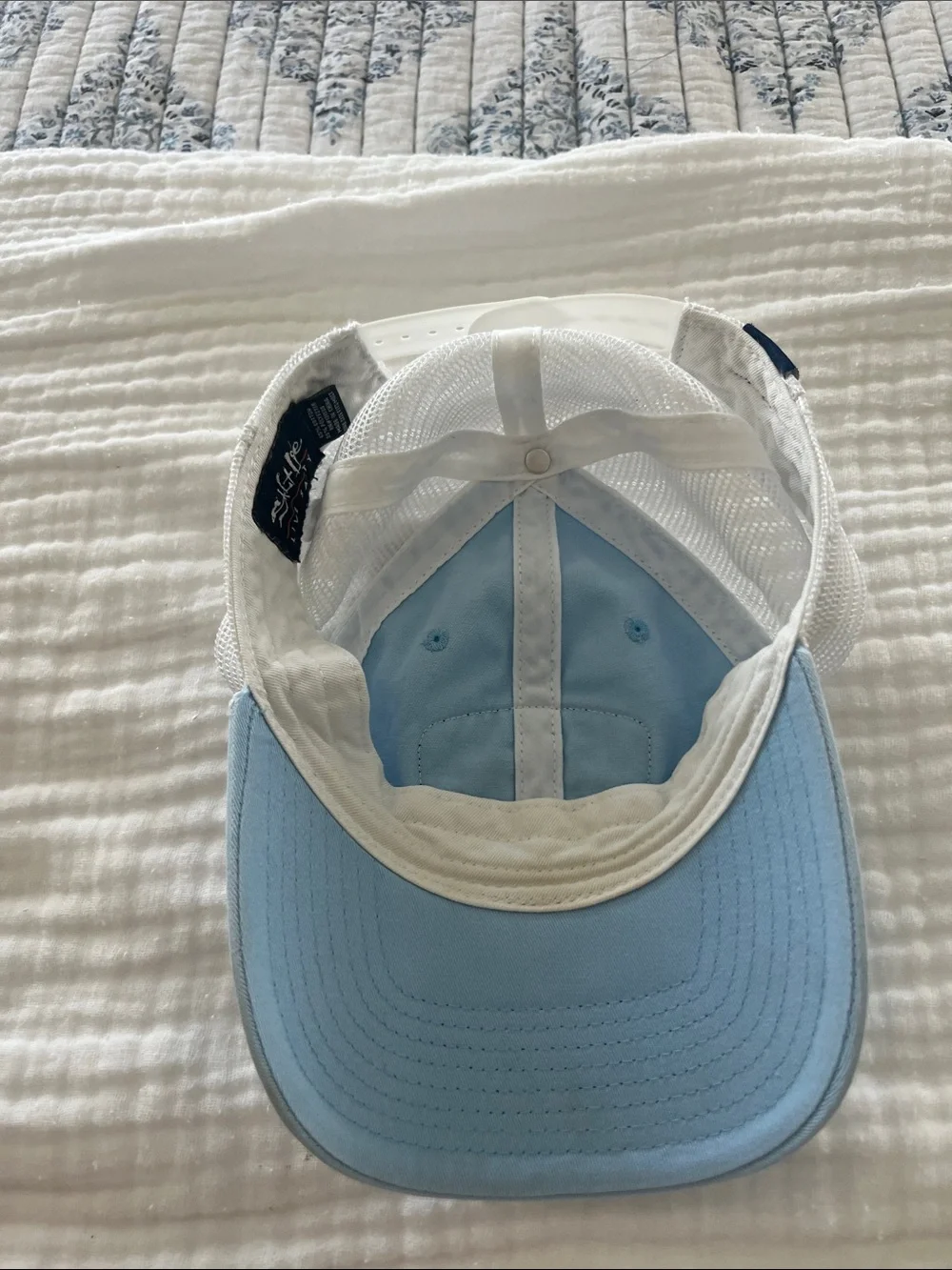 Salt Life Light Blue and White Trucker Hat with Patch